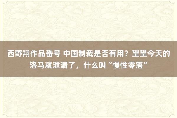 西野翔作品番号 中国制裁是否有用？望望今天的洛马就泄漏了，什么叫“慢性零落”