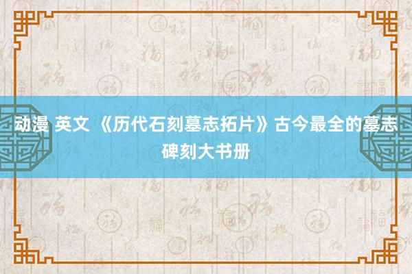 动漫 英文 《历代石刻墓志拓片》古今最全的墓志碑刻大书册