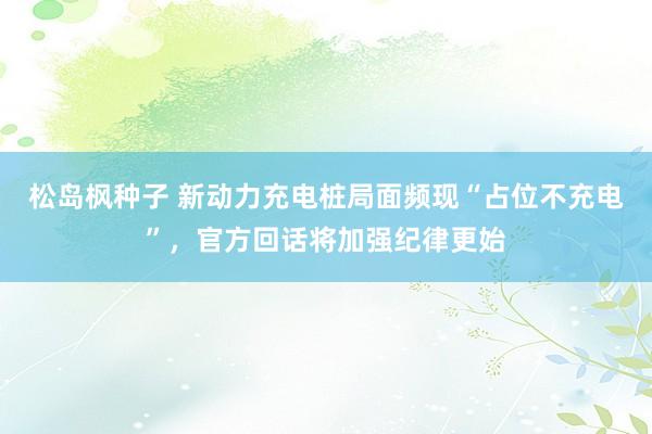 松岛枫种子 新动力充电桩局面频现“占位不充电”，官方回话将加强纪律更始